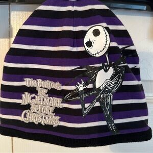 Nightmare Before Christmas Hat Beanie Reversible Purple Jack Skellington Kids